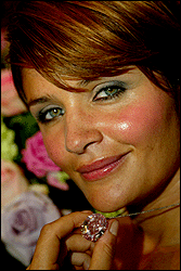 Helena Christensen models the Steinmetz Pink.