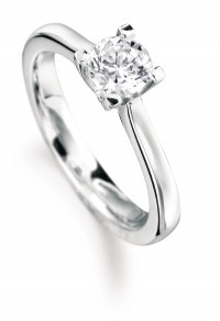 Brilliant cut square claw solitaire engagement ring